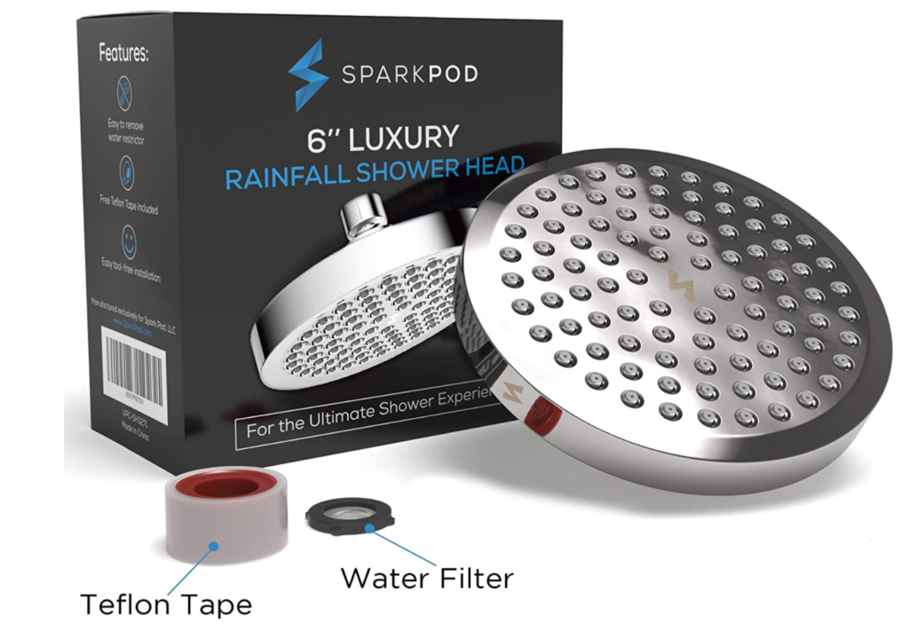 SparkPod Shower Head - High Pressure Rain - Luxury Modern Chrome Look - Easy Tool Free Installation - The Perfect Adjustable Replacement For Your Bathroom Shower Heads 3