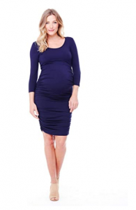 Ingrid & Isabel, 34 Sleeve Shirred Maternity Dress, Pregnancy and Postpartum Wear, Stretchy and Soft Knit