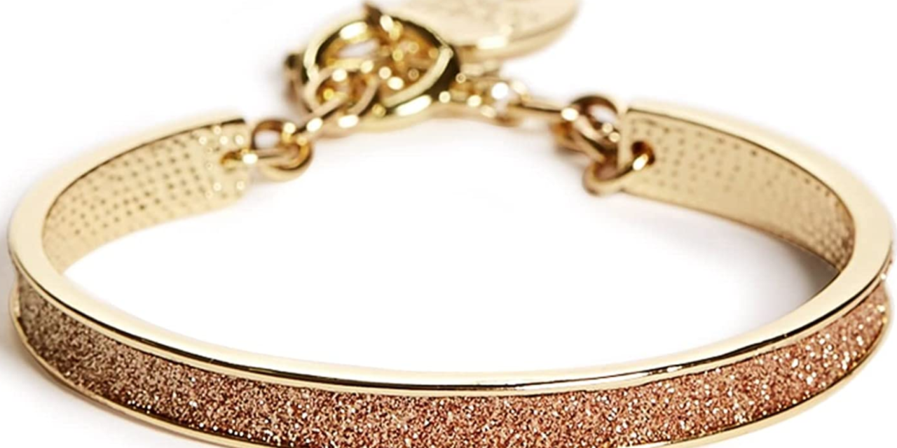 GUESS Factory Women’s Gold-Tone Glitter Paper Charm Bangle Review