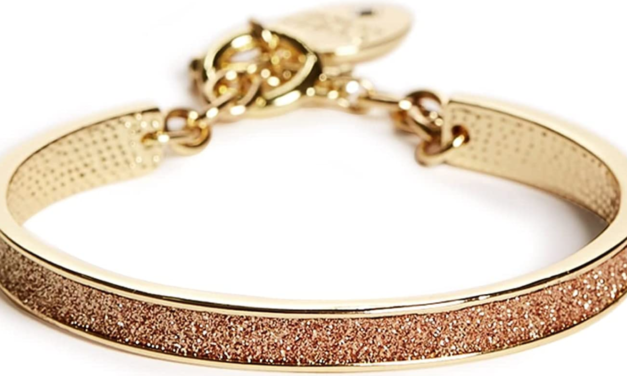 GUESS Factory Women’s Gold-Tone Glitter Paper Charm Bangle Review