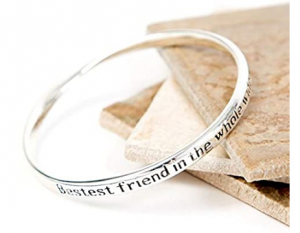 Love The Links Silver Bestest Friend in The Whole World Quote Message Bangle Bracelet
