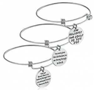 iJuqi Birthday Gifts for Women Girls - 3PCS Stainless Steel Inspirational Charm Bracelets Jewelry Set Motivational Expendable Bangles Ideas