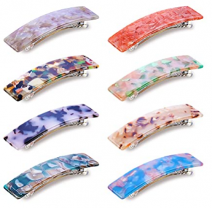 8 Pieces Tortoise Shell Hair Barrettes Cellulose Acetate Hair Clip Automatic Hair Clip Medium French Design Rectangle Snap Hair Barrettes for Girls Ladies Daily Wear