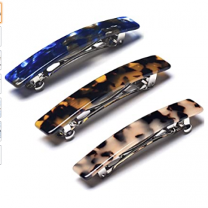 Tortoise Shell Cellulose Acetate Hair Barrettes Medium French Design Rectangular Automatic Hair Clip for Women,3 Pieces set