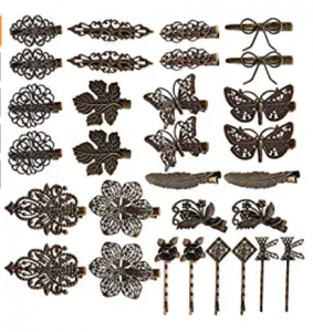 inSowni 30 Pack - 15 Pairs Bronze Metal Retro Vintage Alligator Hair Clips Barrettes Bobby Pins Leaf Flower Butterfly Accessories for Women Girls