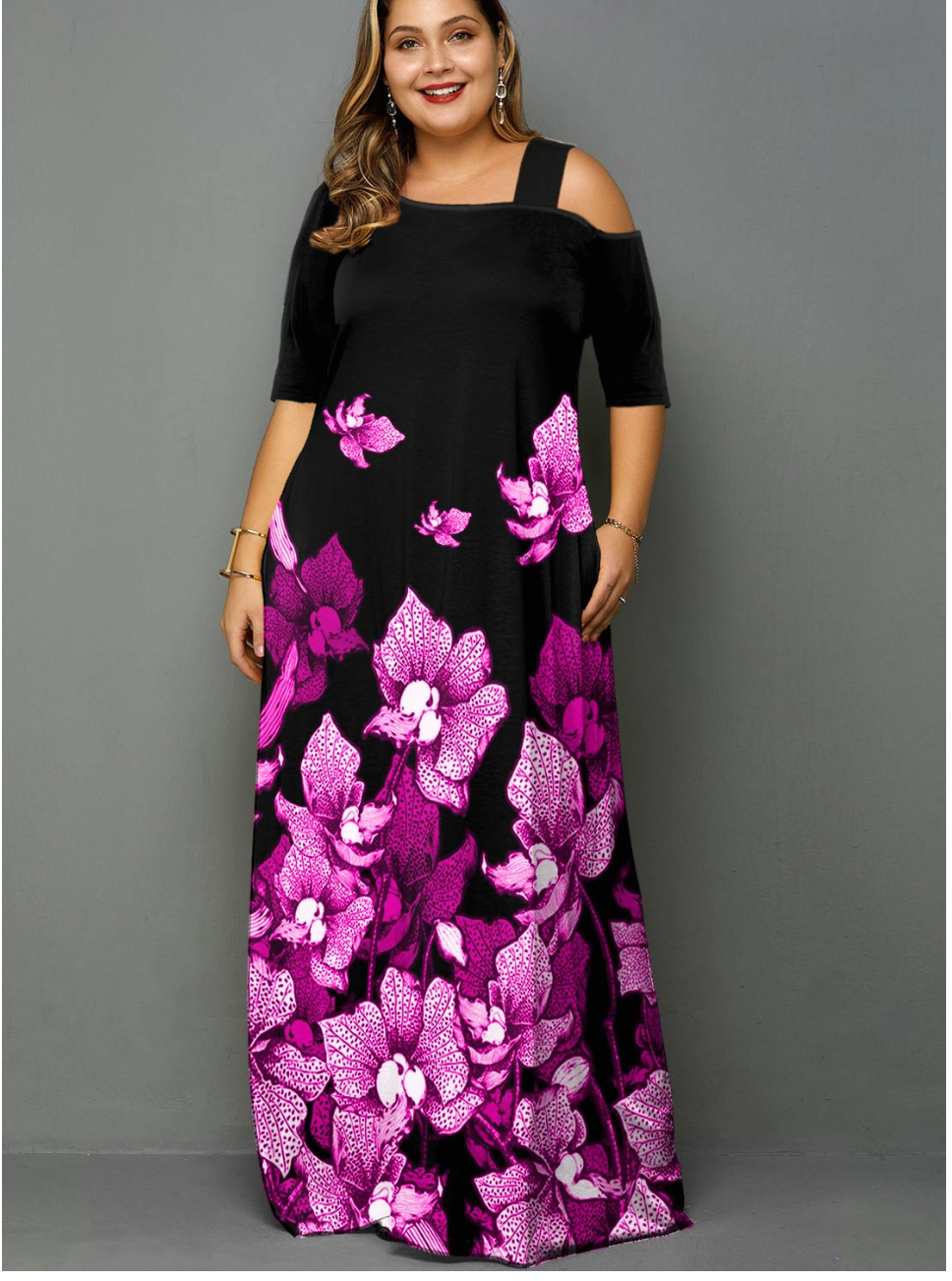 ROTITA Plus Size Ombre Floral Print Maxi Dress Review