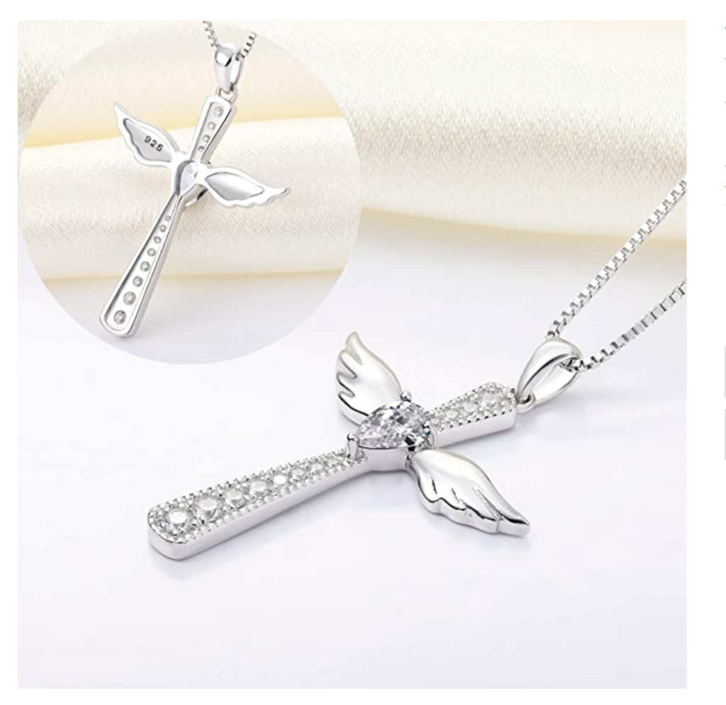 YL Angel Wings Cross Necklace 